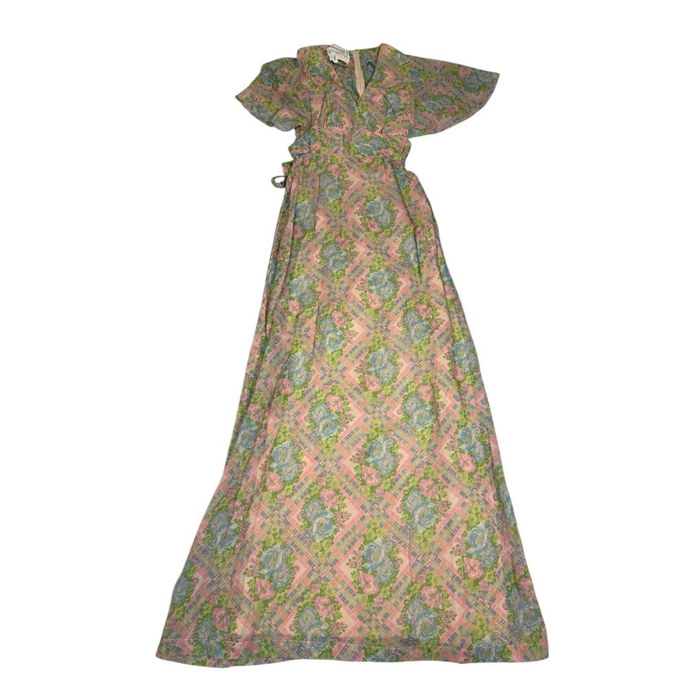 Vintage Young Innocent Arpeja Floral Dress Flutter Sleeves Junior Womens Size 5